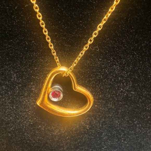 K18 Japan Gold heart Necklace 40cm - Picture 3 of 10